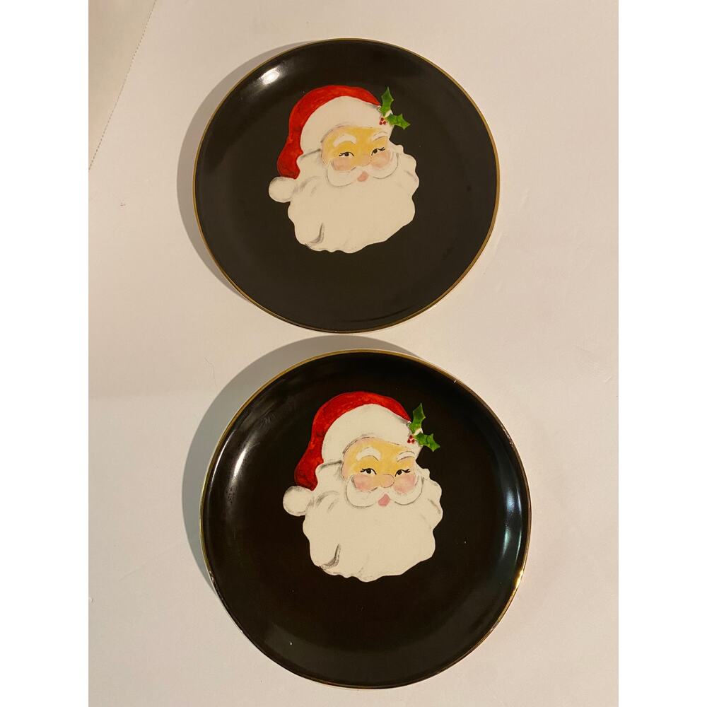 Pair of IQ Accessories Dolomite Santa's Face Christmas 6" Plates